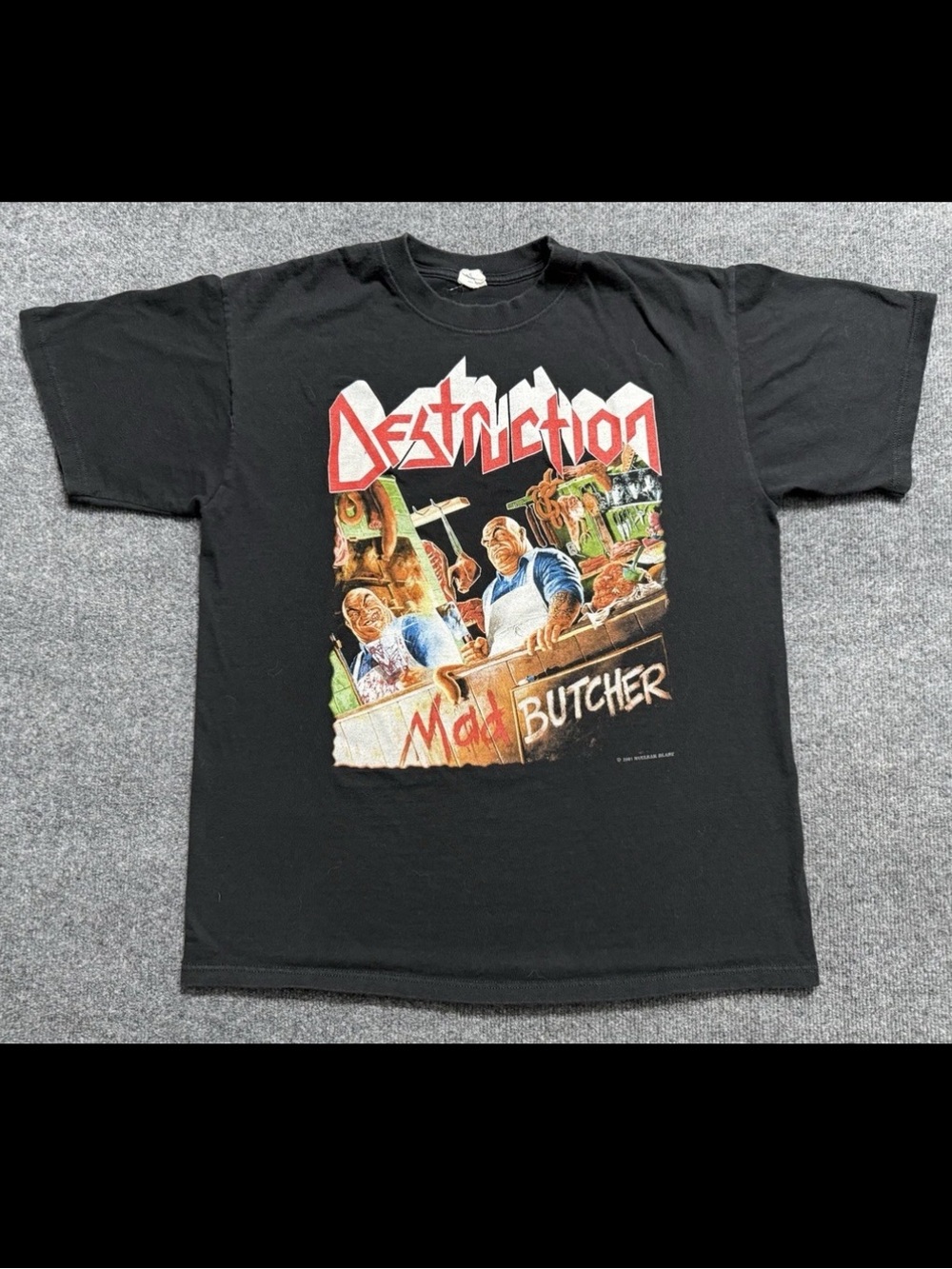 Vintage Destruction Metal Band Graphic T-Shirt Mad Butcher Thrash Punk Rock L